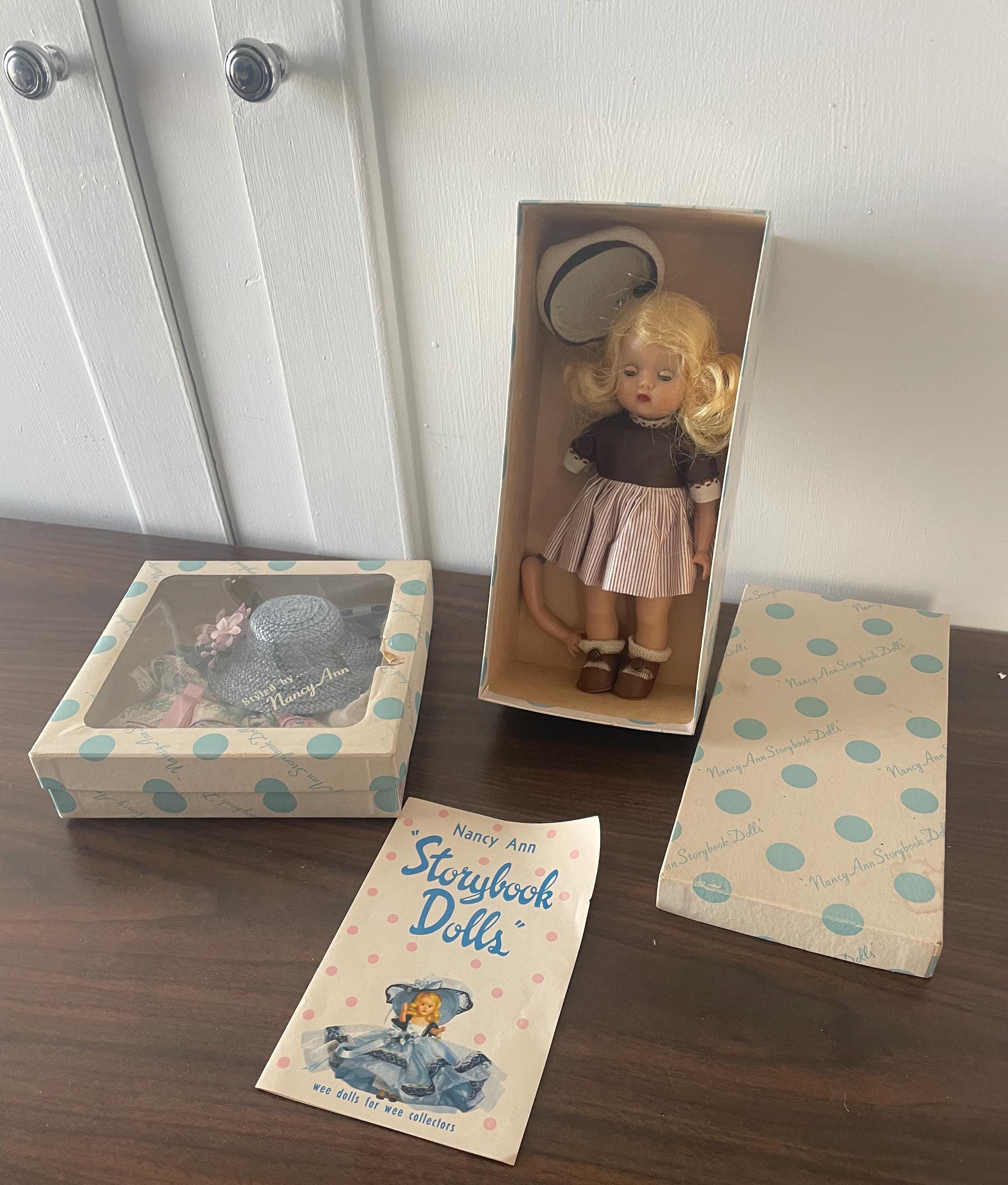 Rare Vintage 1953 Nancy Ann Storybook 608 MUFFIE Strung Doll No Eyebrows With 2 Outfits and Accessories