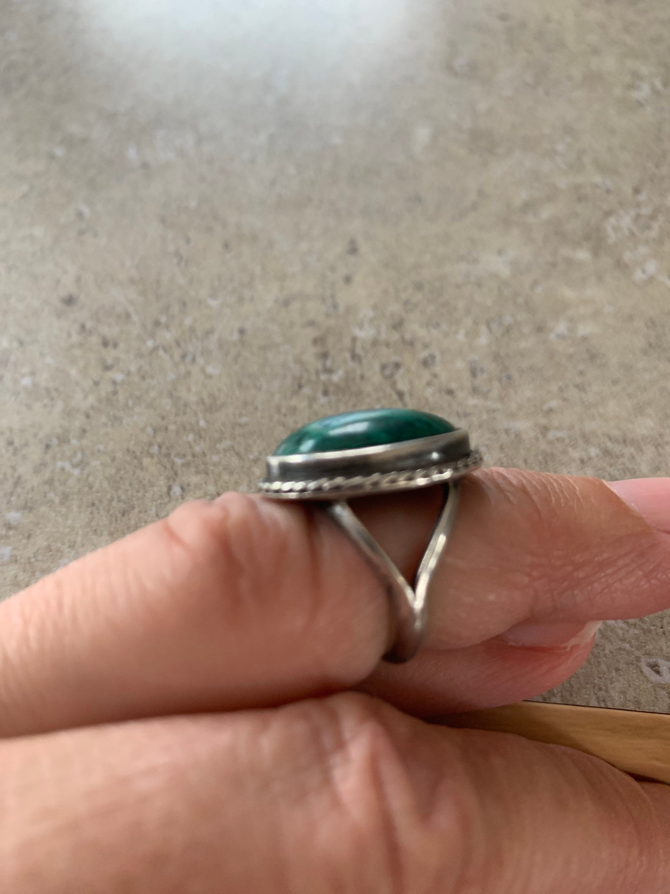 Beautiful Vintage Native American Pawn Silver Blue Green Turquoise Ring Size 6