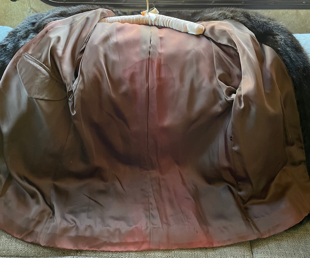 Stunning Dark Chocolate Mocha Mink Stroller Coat with Balloon Sleeves  Size Medium