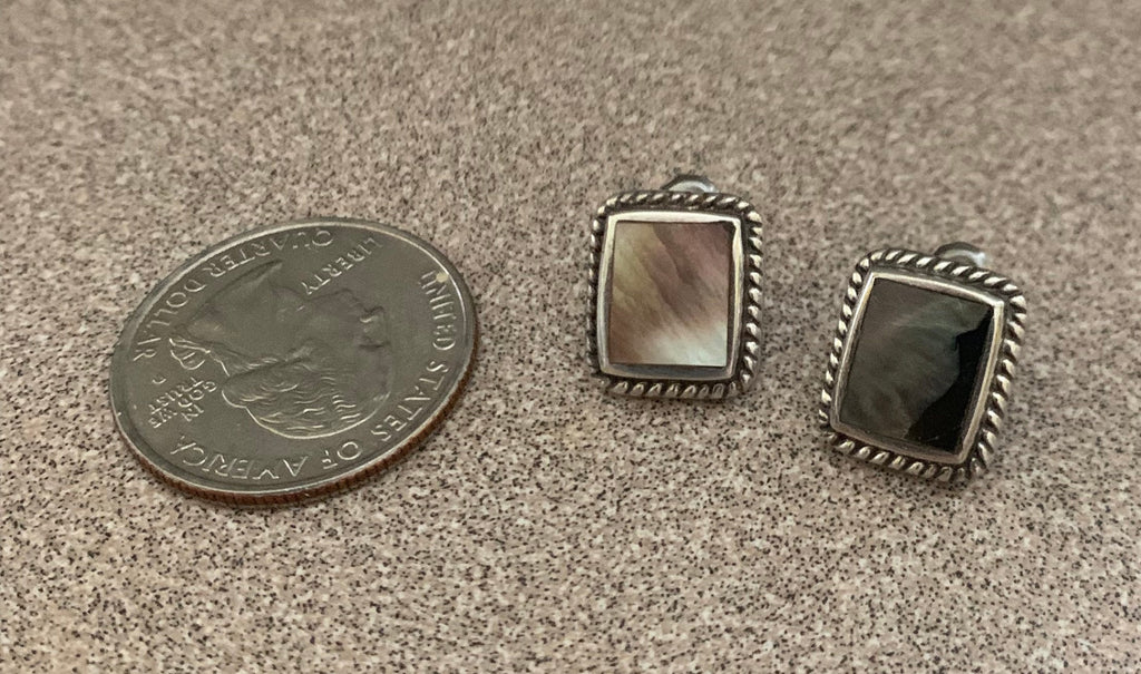 Beautiful Artist Signed PB Sterling Silver Abalone Post Earrings