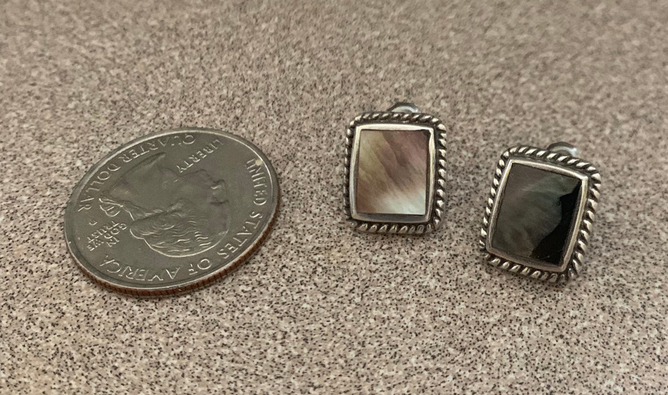 Beautiful Artist Signed PB Sterling Silver Abalone Post Earrings
