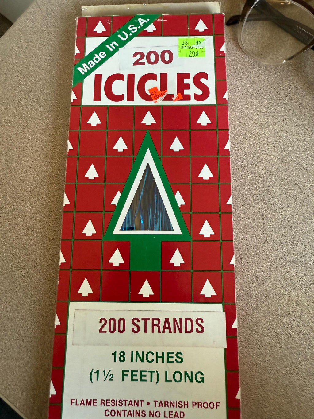 Vintage Rauch Industries Inc Blue Tinsel Icicles for Christmas Tree 18" Long Fire Resistant Tarnish Proof No lead