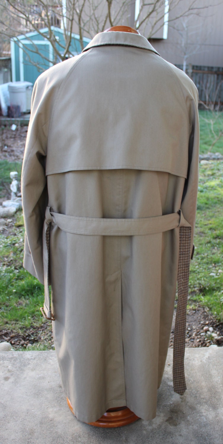 Men's Vintage Christian Dior Monsieur Rain Repellent Khaki Trench Coat Wool  liner 44R