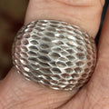 Unique Vintage Ladies Domed Sterling Silver Modernist Ring Size 8