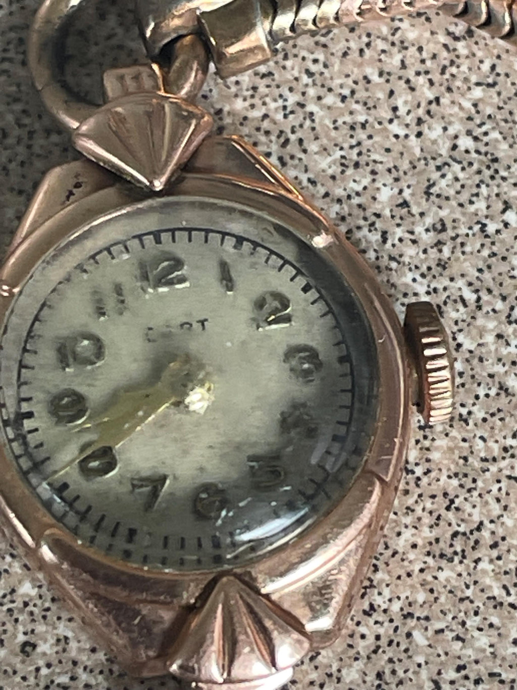 Vintage Estate Genuine Marked 14k Rose Gold Watch with 1/20 12 KT Band Needs Repair