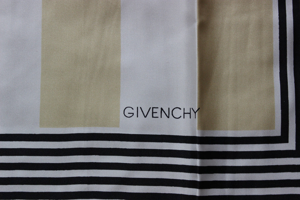 Stylish Vintage Designer "Givenchy" 100% Silk Stripped Scarf 16 1/2" x 68"