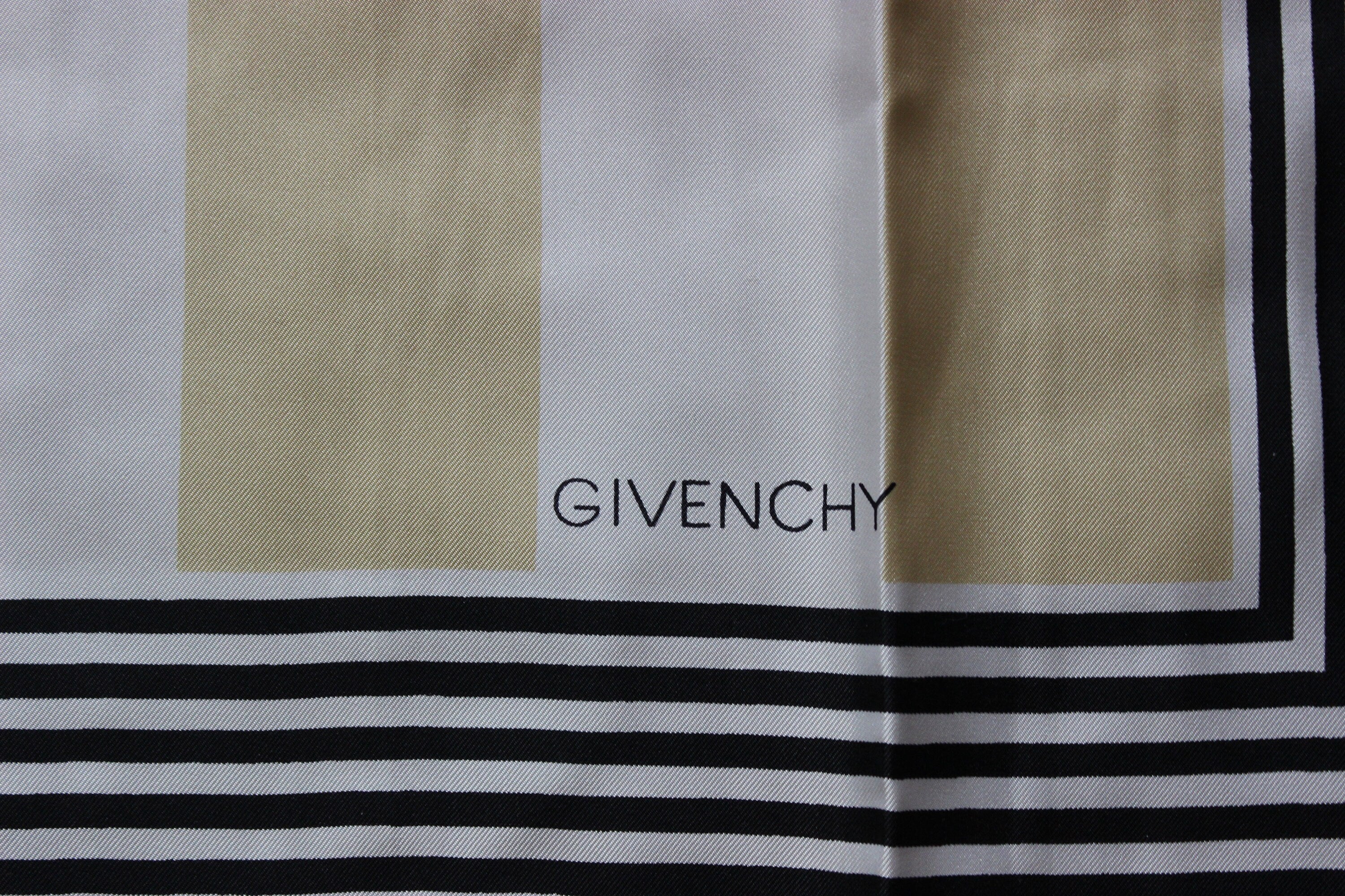 Stylish Vintage Designer "Givenchy" 100% Silk Stripped Scarf 16 1/2" x 68"