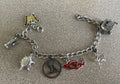 Vintage Sterling Silver Charm Bracelet with 7 Charms Enamel Marked Sterling Vintage Camper Phone Butterfly Turtle Artist Signed