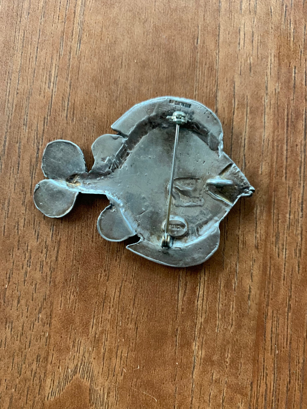 Huge Vintage Custom Artist Signed Sterling Silver Fish Pin/Pendant
