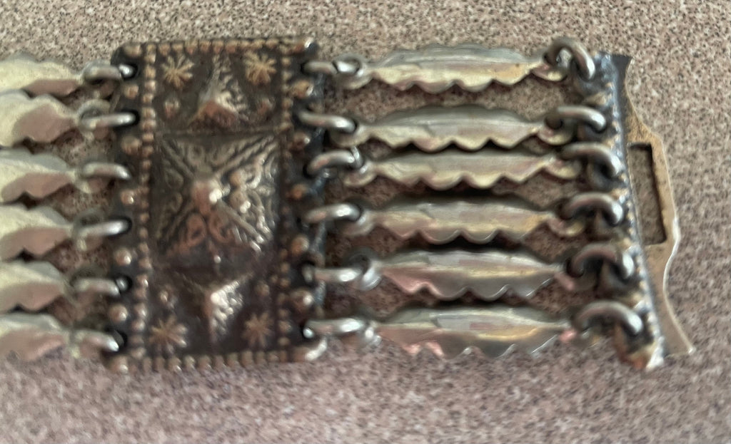 Estate Taxco Signed Mexican Ornate Sterling Silver Bracelet