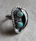 Beautiful Small Vintage Native American Pawn Silver Blue Green Turquoise Ring Size 4 1/2