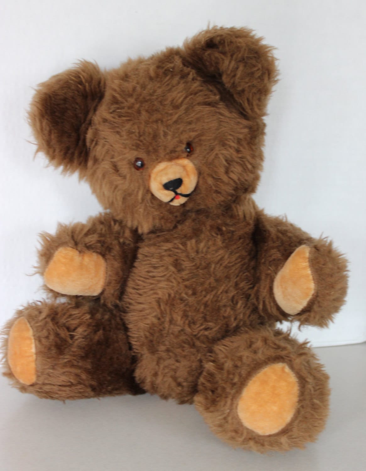 Large 21" Vintage 60's Fuzzy German Mohair Teddy Bear with Sound Box