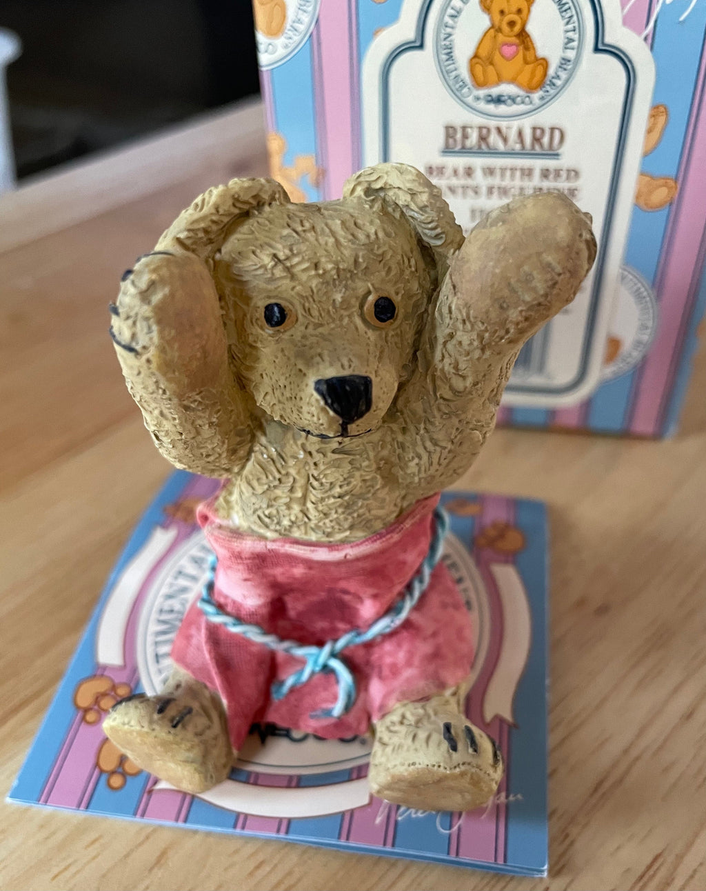 Enesco Centimental Bernard  Bear with Red Pants  Figurine #116947