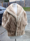 Genuine  Real Fur Natural "Tourmaline" Creamy White Mink Cape Stole Bolero