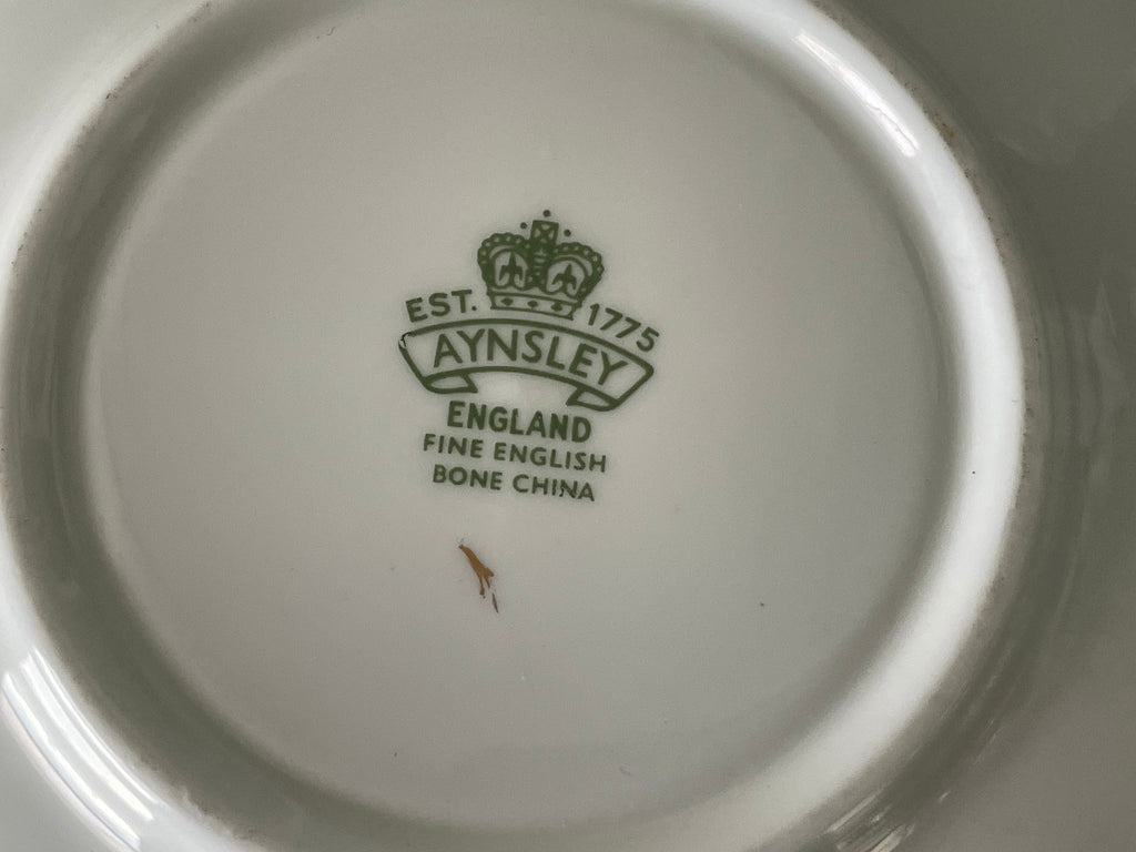 Beautiful Aynsley Fruit Orchard Gold Tea Cup and Saucer Duo Vintage 1960's Turquoise Blue