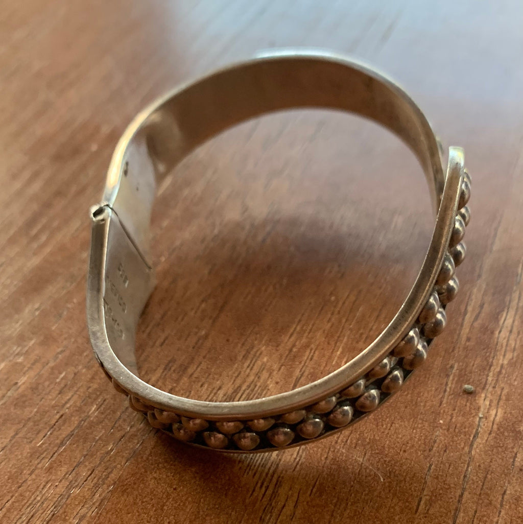 Vintage Taxco Mexico Sterling Silver Hinged  Bracelet