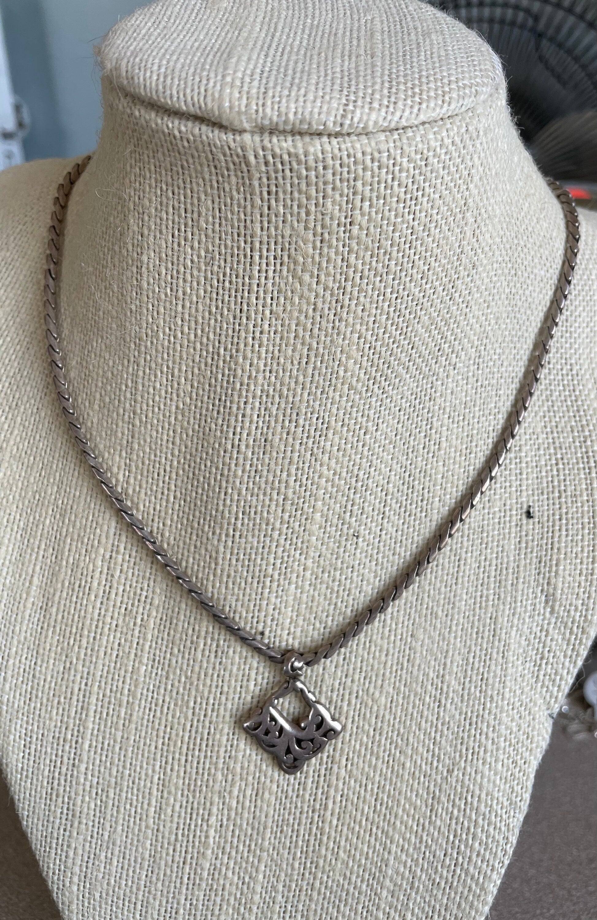 Vintage Heavy Sterling Silver Signed Lois Hill Fine Jewelry Necklace with Pendant