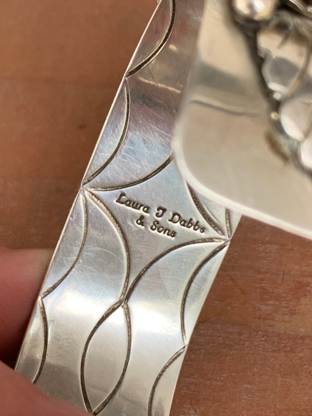 Large Sterling Silver Old Pawn Black Onyx Native American Bracelet Signed Laura Dabbs and Sons