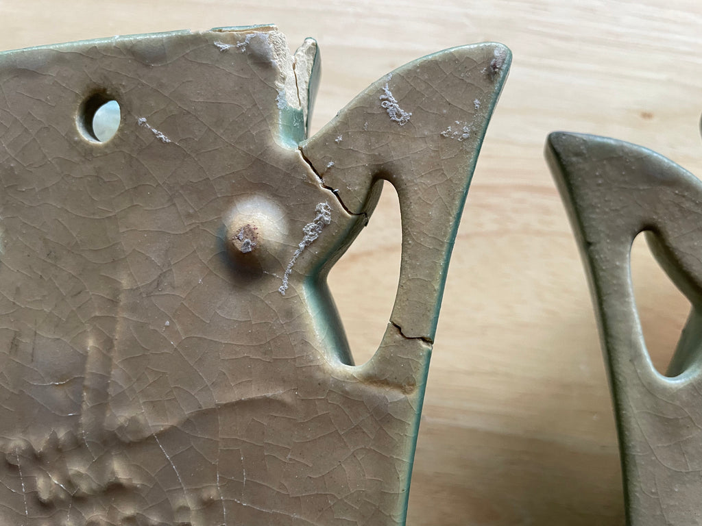 Pair Of Vintage 1930's Roseville Pottery Wall Pockets 1495-8"