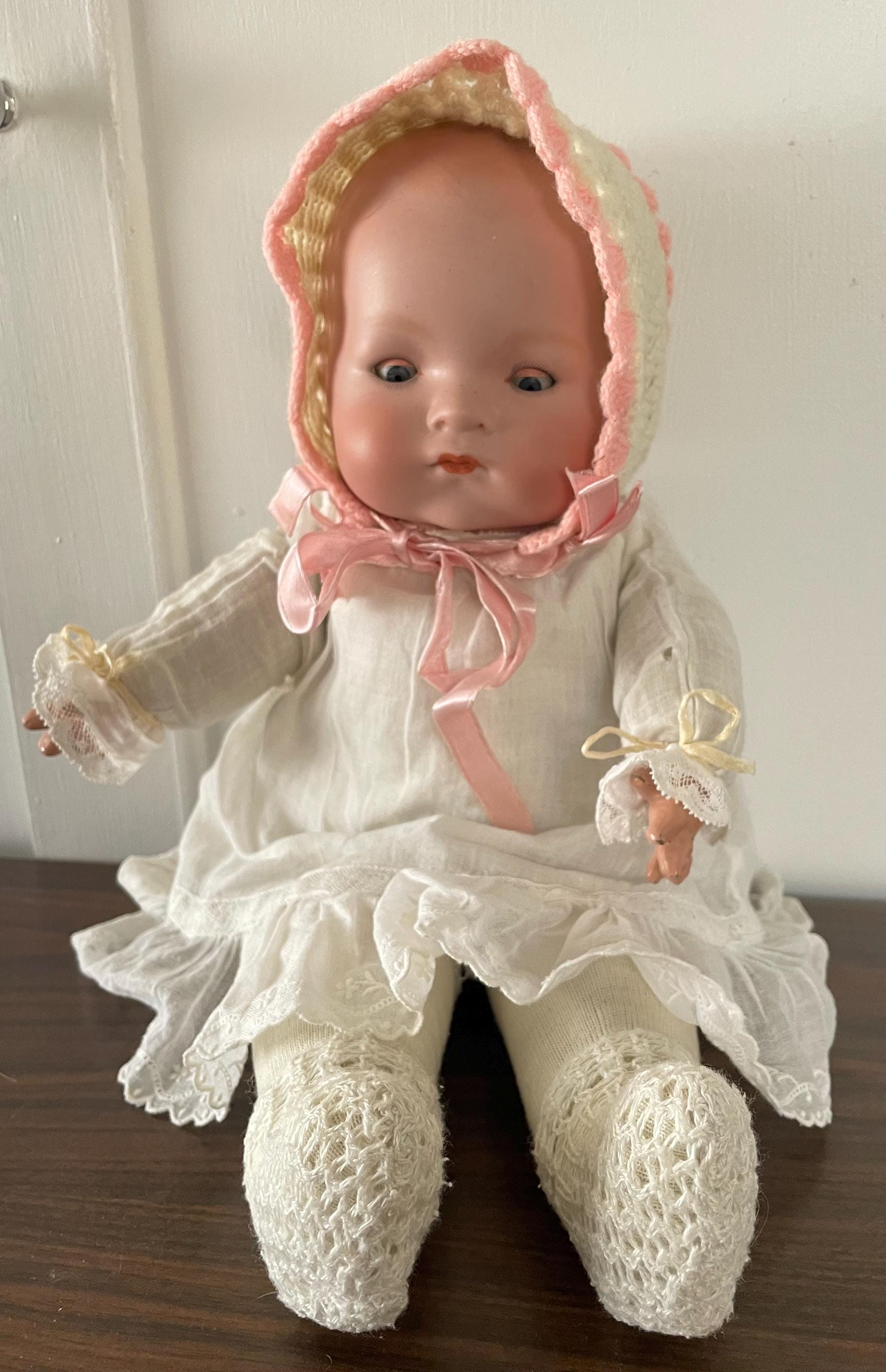 Antique Madame Hendren 316 Baby Doll Body with Working Cryer and AM Bisque Doll Head Sleep Eyes