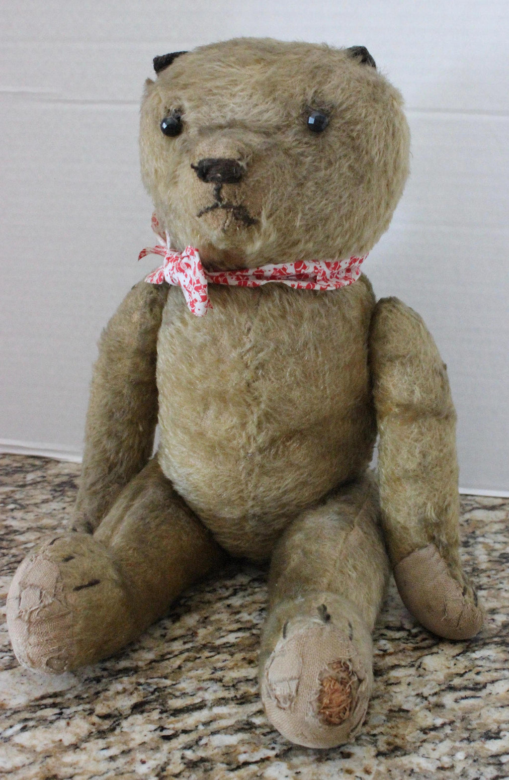 Rare Old 1920's 18" Antique German German Strunz? Steiff? Primitive Blonde Mohair Straw Stuffed Teddy Bear