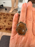 Vintage Sterling Silver and Mexican Agate Ring Size 9