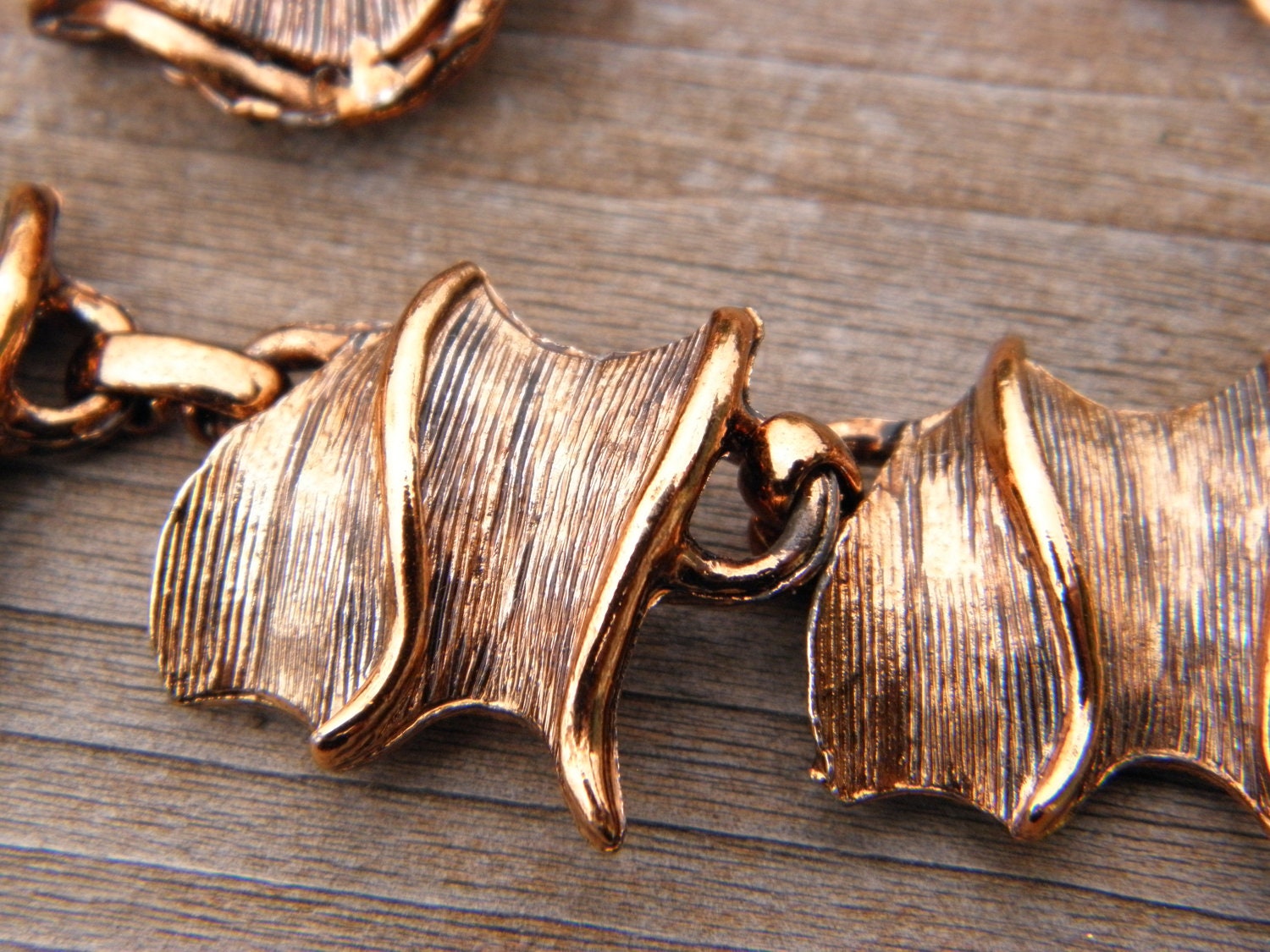 Vintage Modernist Copper Necklace and Clip Earrings Set