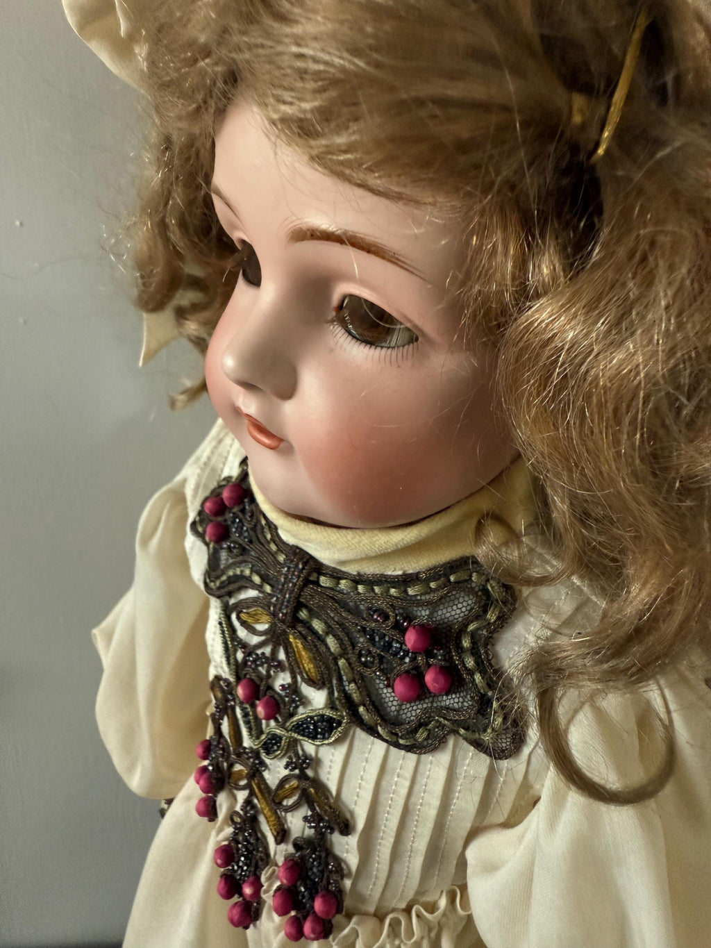 Antique 25" German Kestner 154 DEP Doll with Antique Handmade Embellished Dress Sleep Eyes Open Mouth