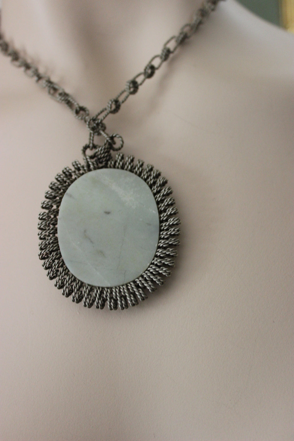 Beautiful Handmade Wire Wrap with Green Stone Necklace
