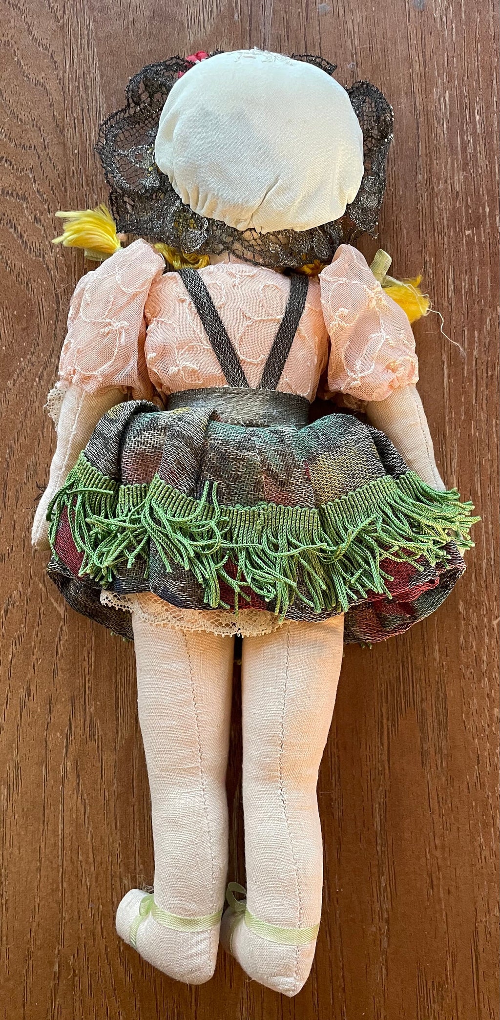 Antique WWII Hand Painted Cloth Doll Made in France Signed Alastian
