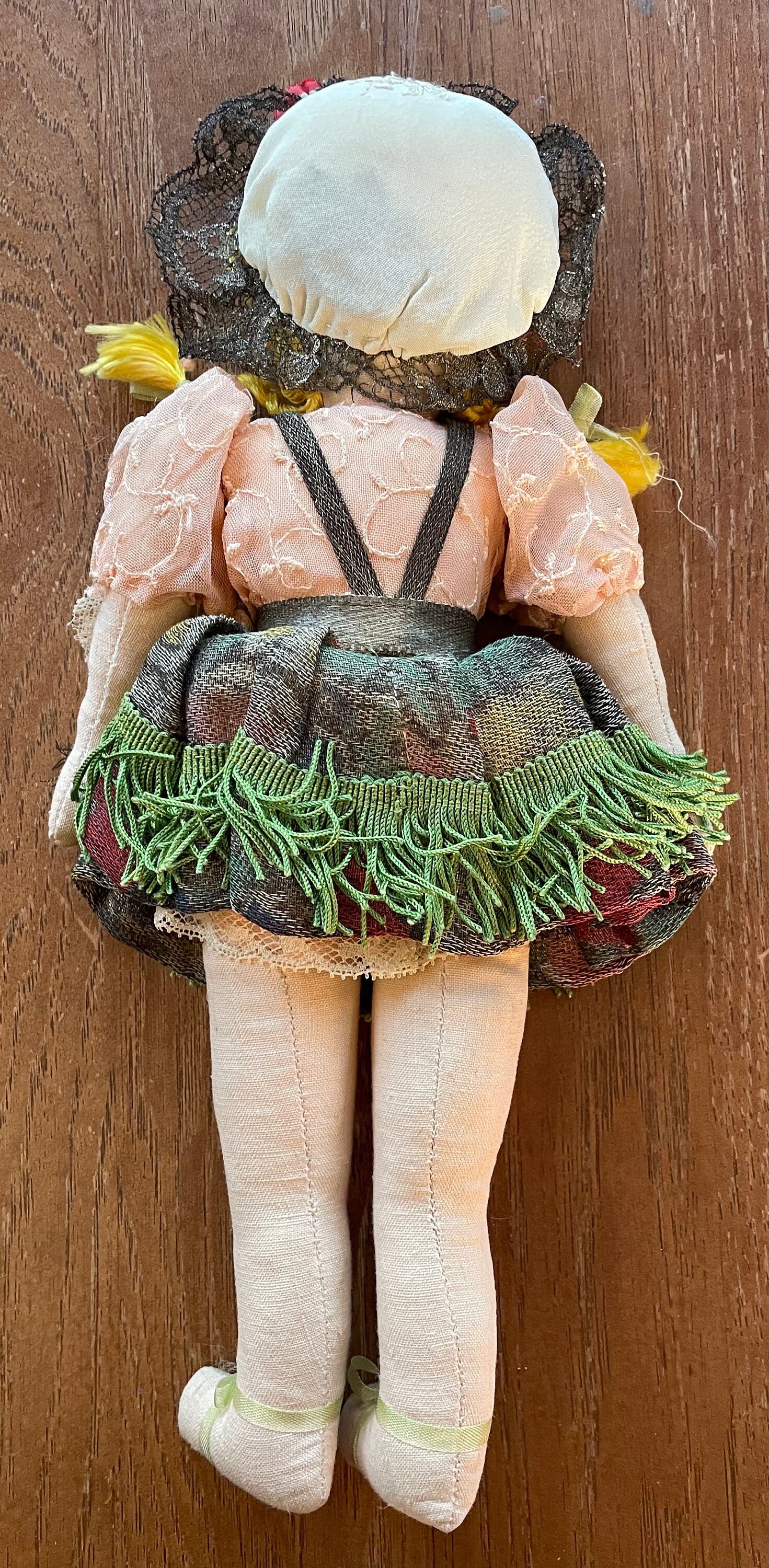 Antique WWII Hand Painted Cloth Doll Made in France Signed Alastian