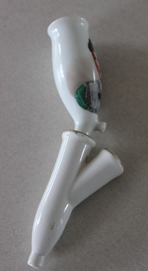 Antique German Porcelain Pipe with Portrait Painted Girl Lady