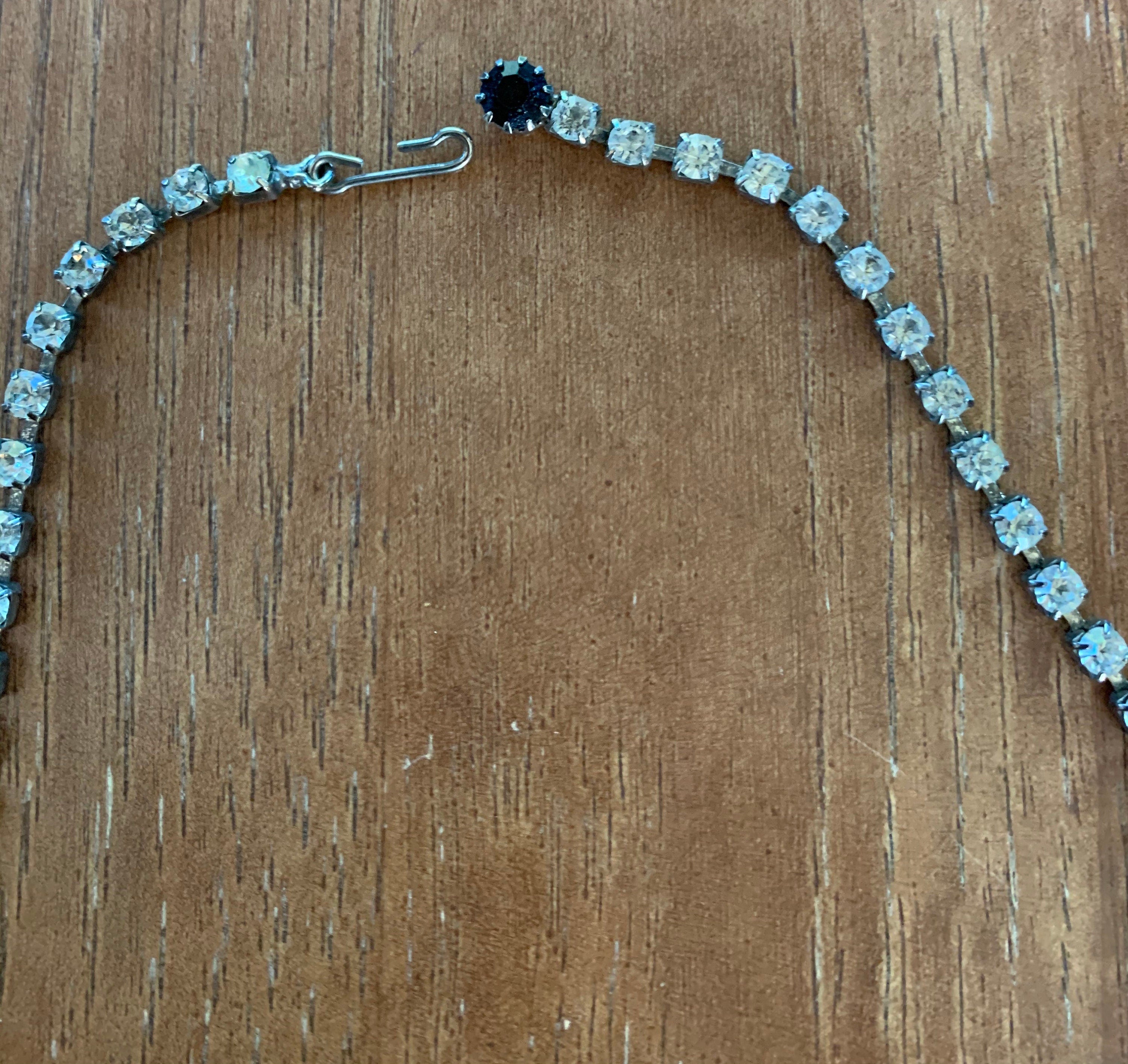 Vintage Art Deco Black and White Rhinestone  Necklace