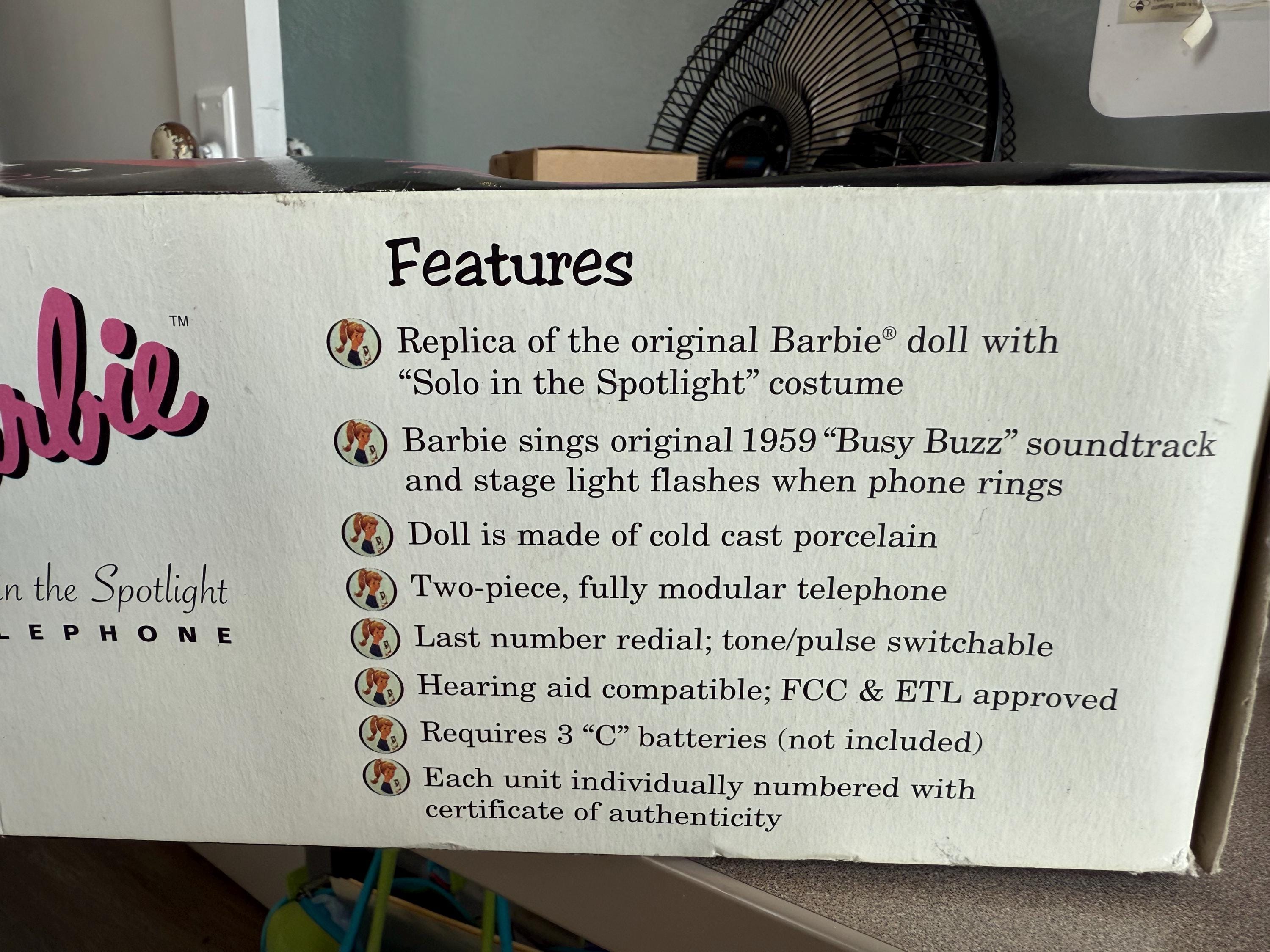 Vintage 1995 Barbie Solo In the Spotlight Telephone Collectible in the Original Box