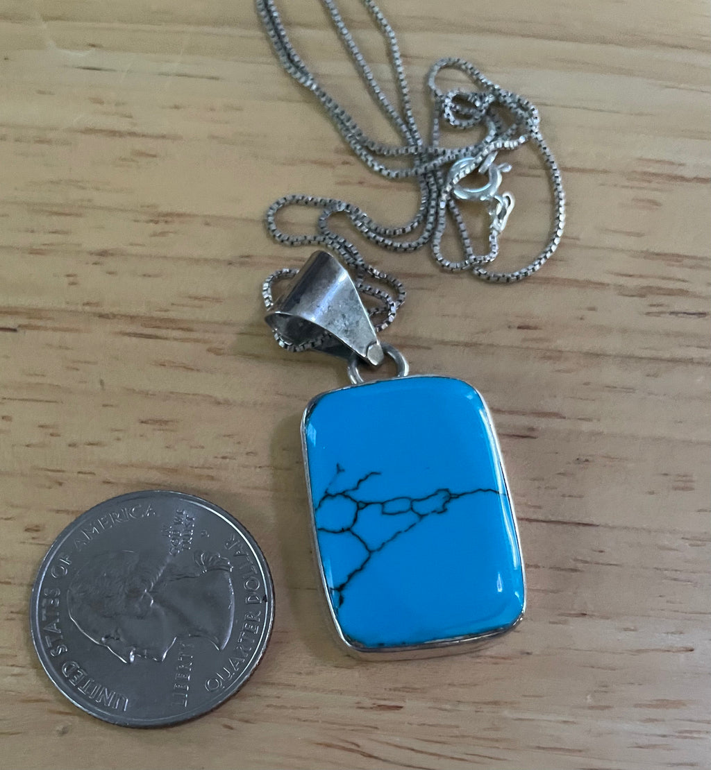 Large Native American Sterling Silver and Turquoise Necklace