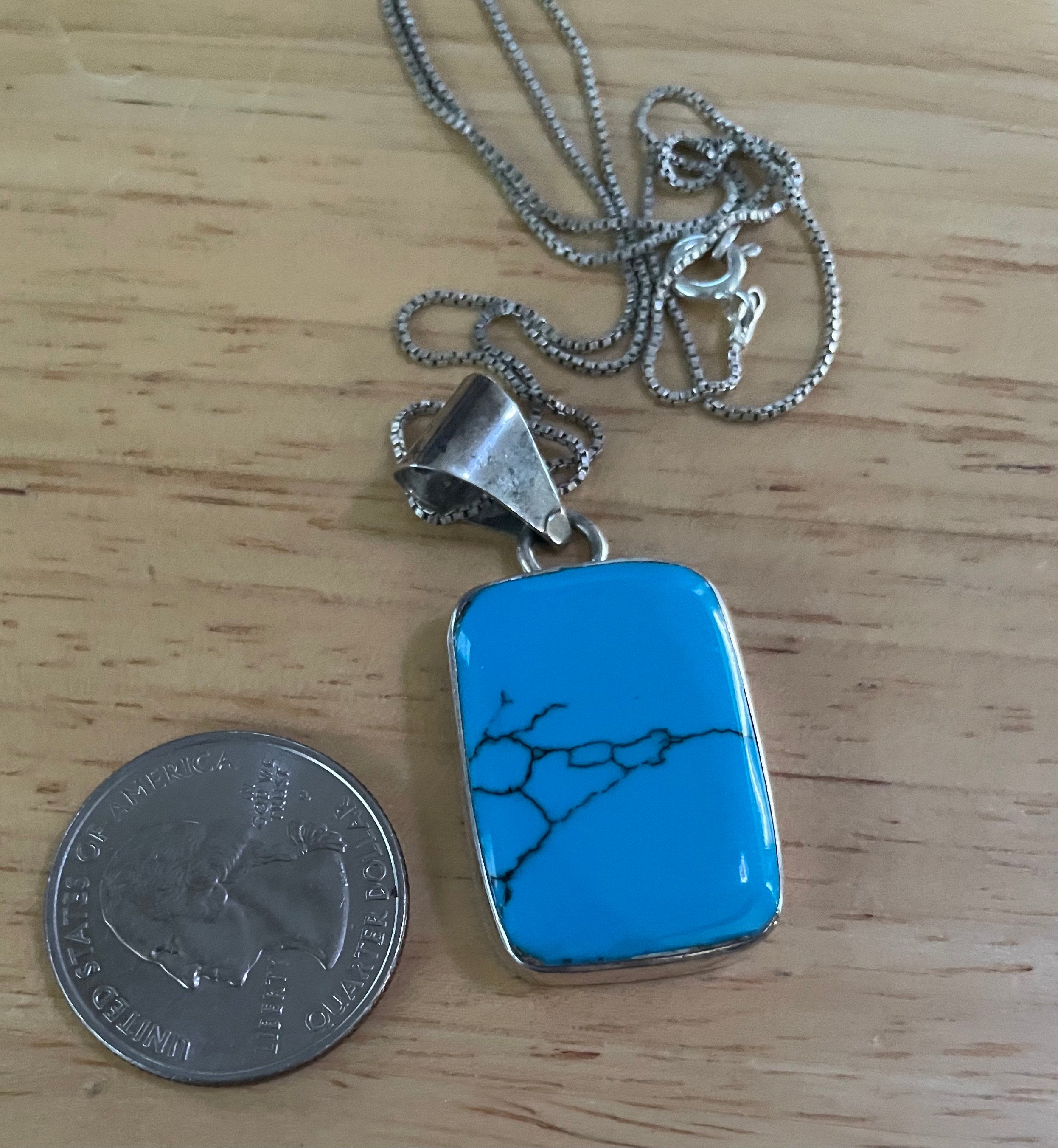 Large Native American Sterling Silver and Turquoise Necklace