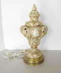 Unique Antique Green & Gold Capodimonte Art Nouveau Ceramic Jar lamp w Cherubs