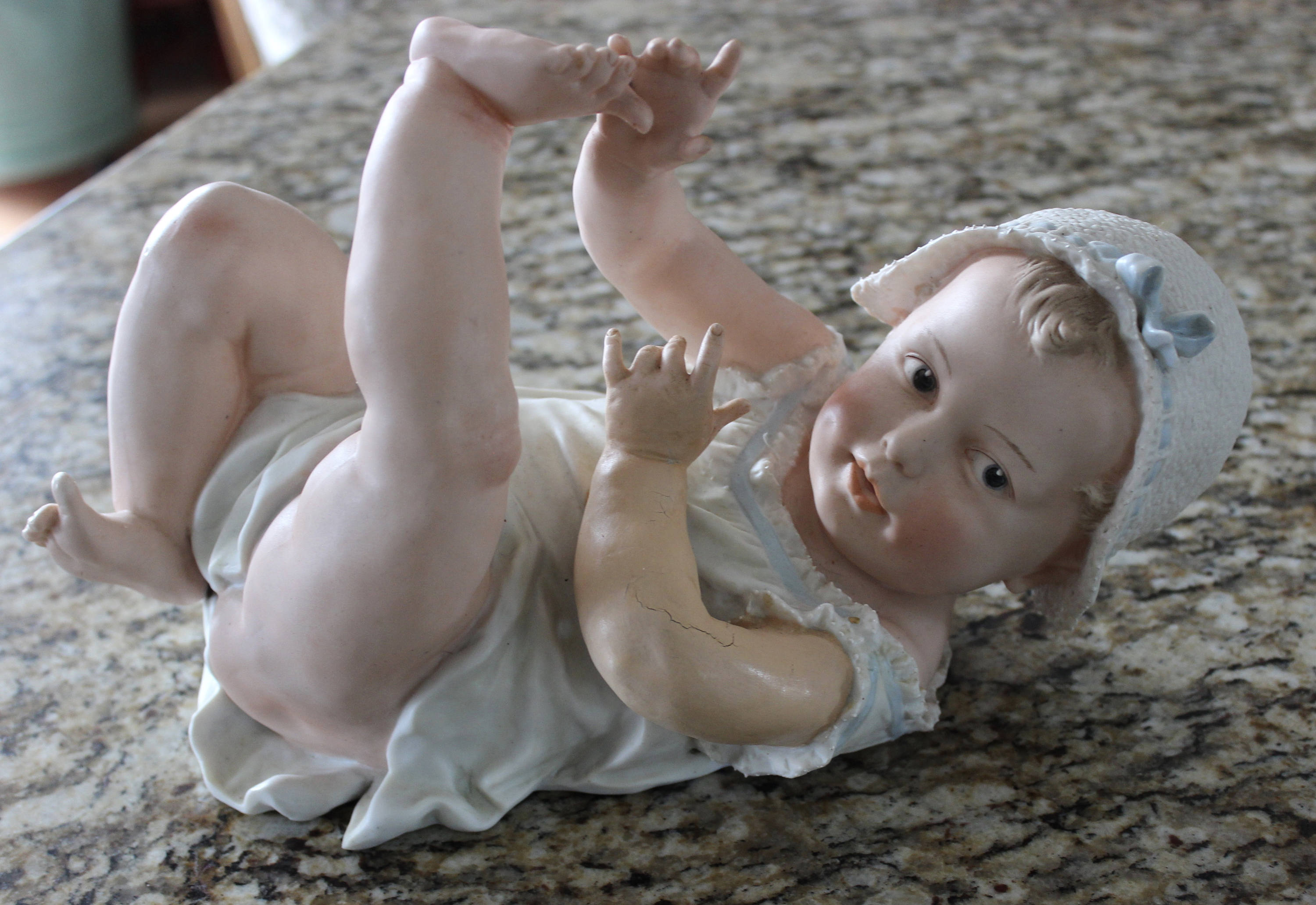 HUGE 12" Antique German Bisque Heubach Baby Stewart Piano Figurine Victorian Rare!!