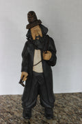 Unique Artist Signed Carved Wood Bearded Man Signed Krakow 1994