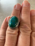 Beautiful Vintage Native American Pawn Silver Blue Green Turquoise Ring Size 6