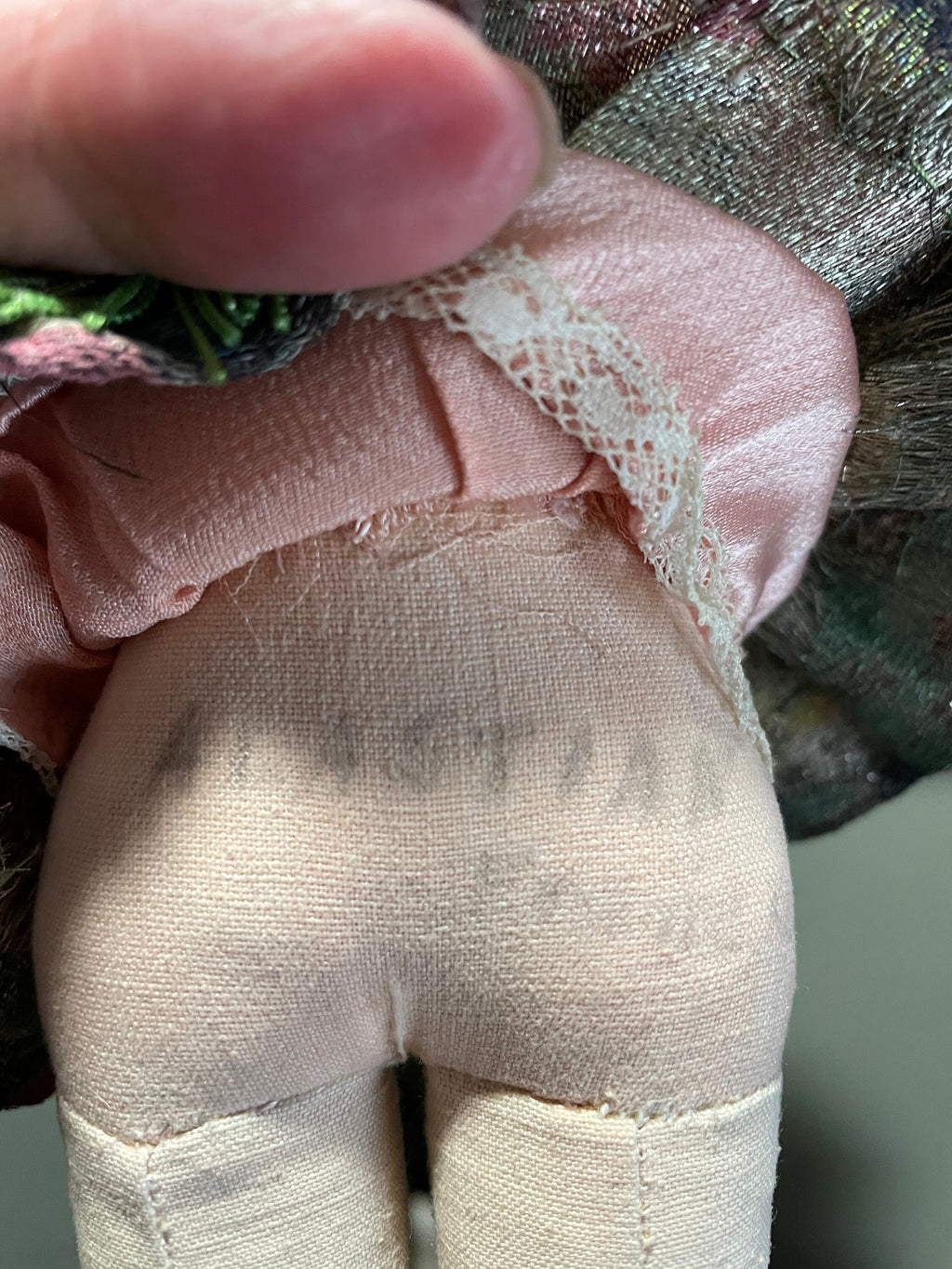 Antique WWII Hand Painted Cloth Doll Made in France Signed Alastian