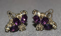 Stunning Purple Amethyst Rhinestone Signed Coro Crown Screw back Earrings