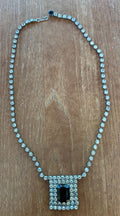 Vintage Art Deco Black and White Rhinestone  Necklace