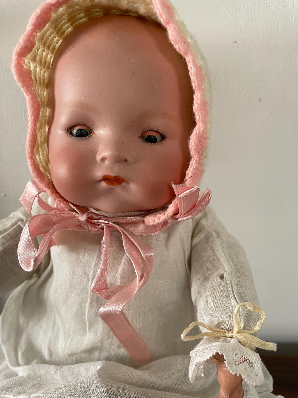 Antique Madame Hendren 316 Baby Doll Body with Working Cryer and AM Bisque Doll Head Sleep Eyes