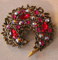 Large Vintage Signed Emmons Red Rhinestone Brooch Pin Great Gift for Her