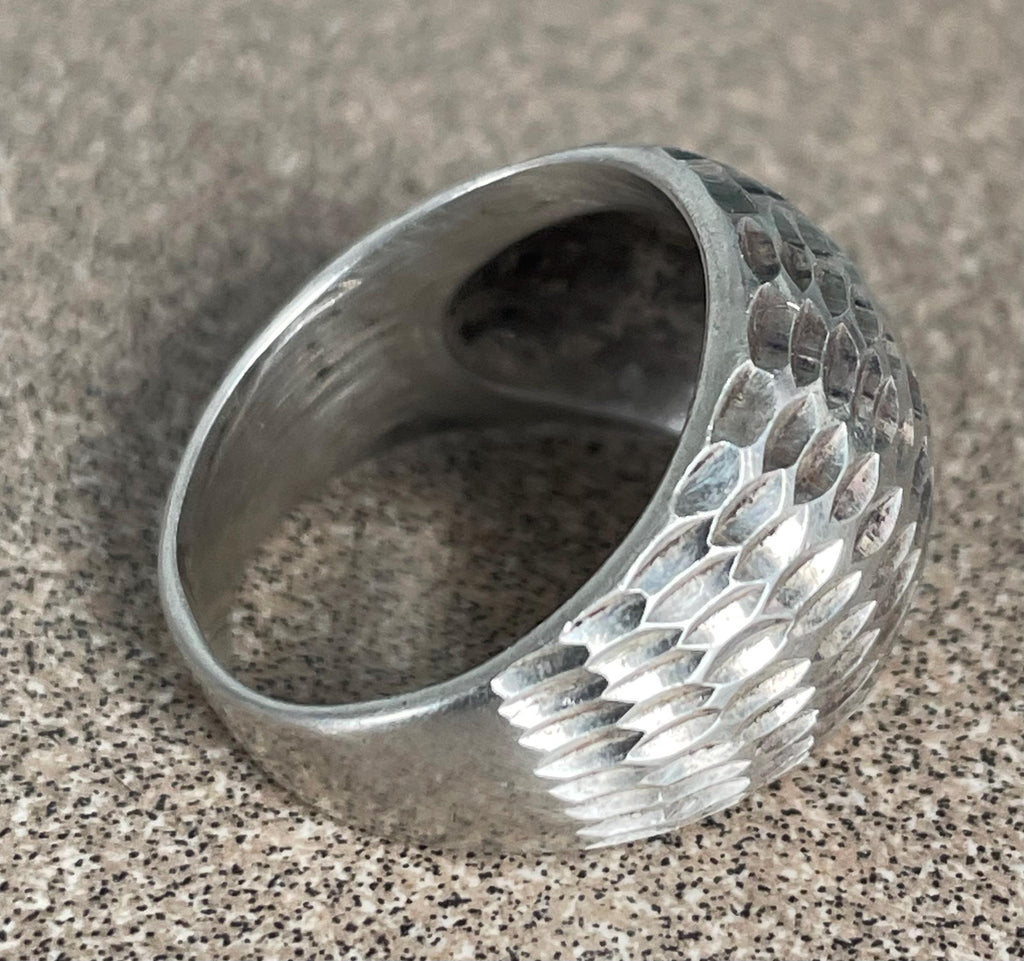 Unique Vintage Ladies Domed Sterling Silver Modernist Ring Size 8