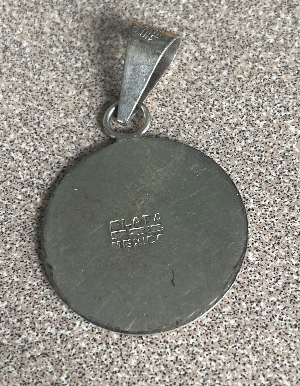 Unique Vintage Antique Taxco Mexico Sterling Silver 925 Sundial Aztec Pendant Necklace