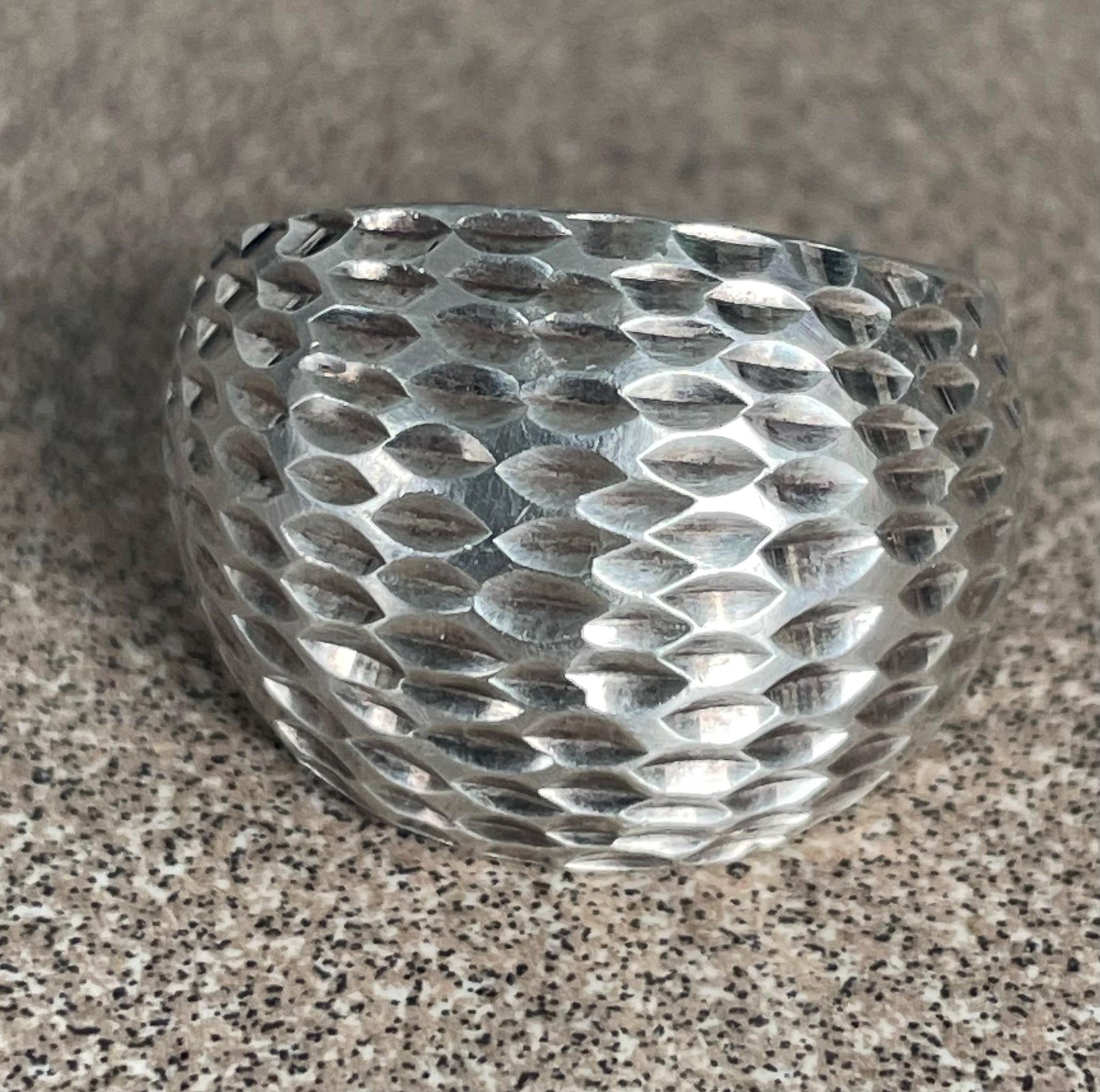 Unique Vintage Ladies Domed Sterling Silver Modernist Ring Size 8