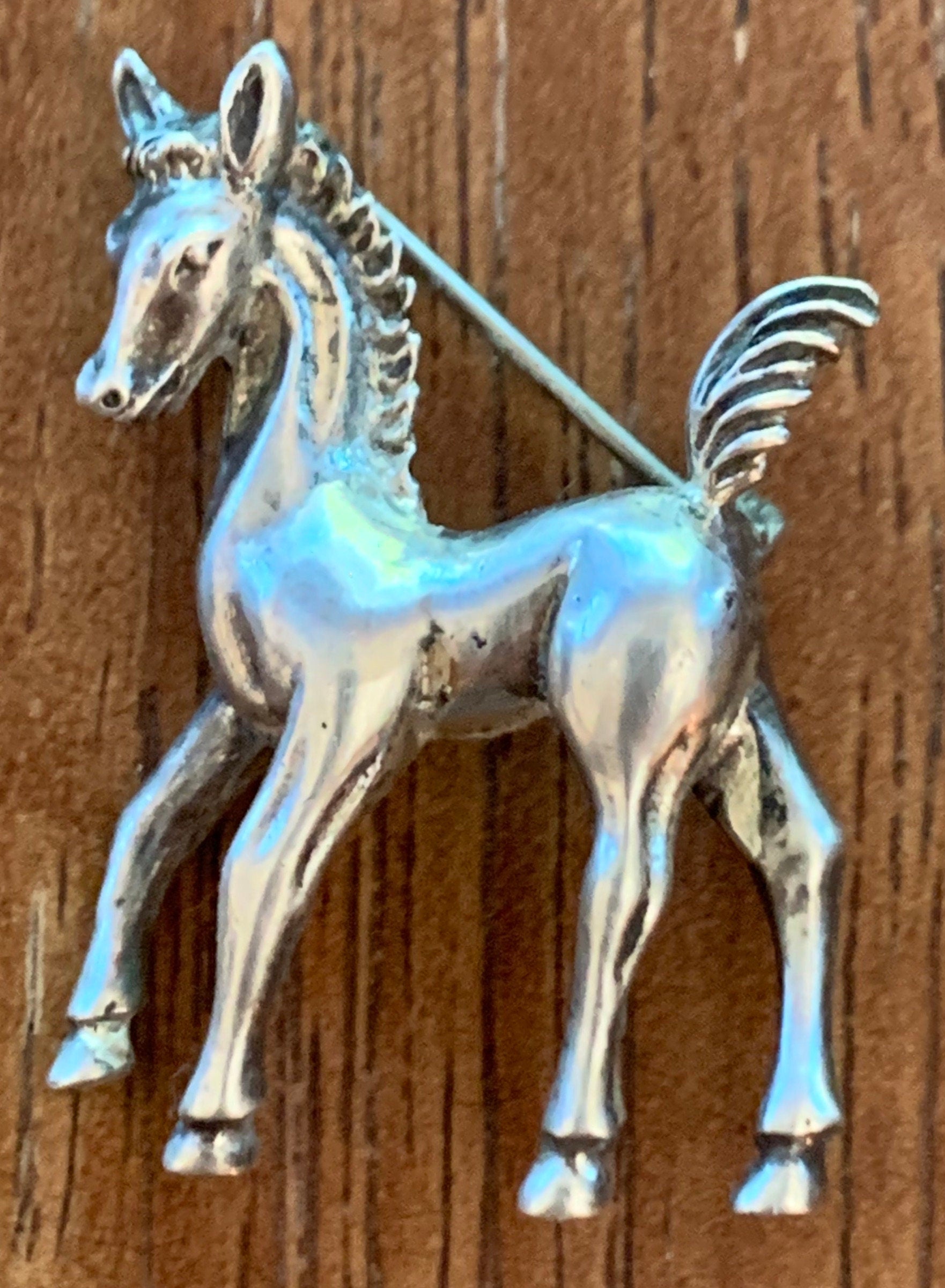 Vintage Sterling Silver .925 Adorable Horse Foal by BEAU craft Brooch Pin