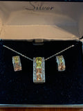 Stunning Citrine Zircon Diamond and Sterling Silver Necklace and Earrings Set